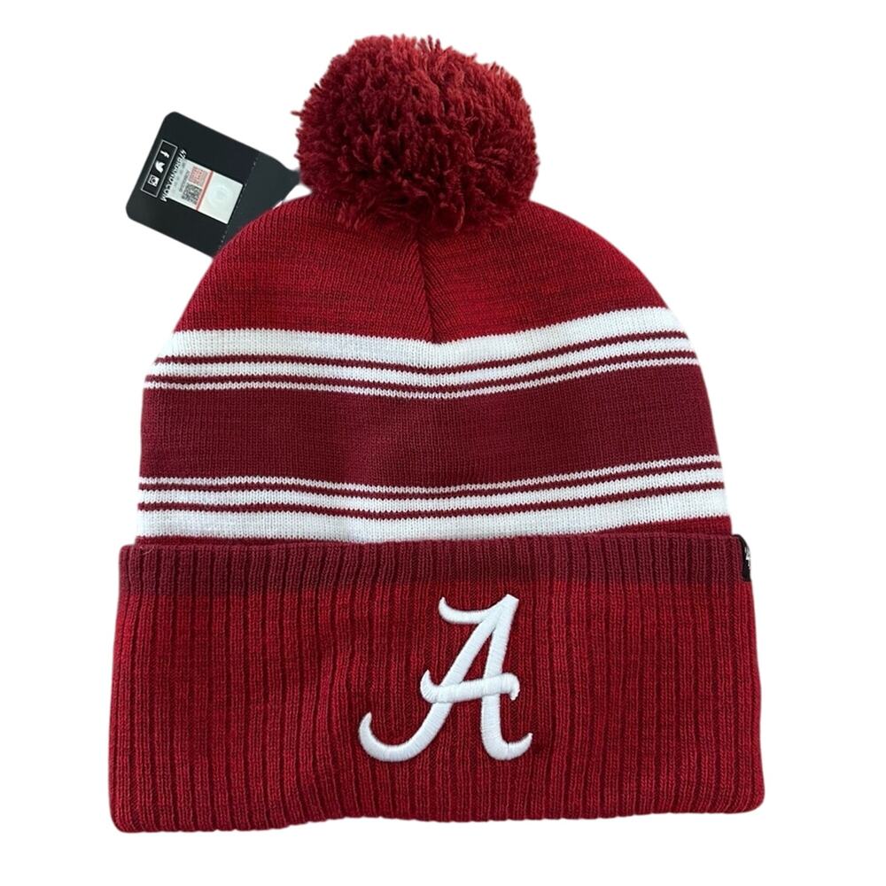 NWT University of Alabama 47 Brand Crimson Tide Fadeout Cuff Knit Pom Beanie Hat